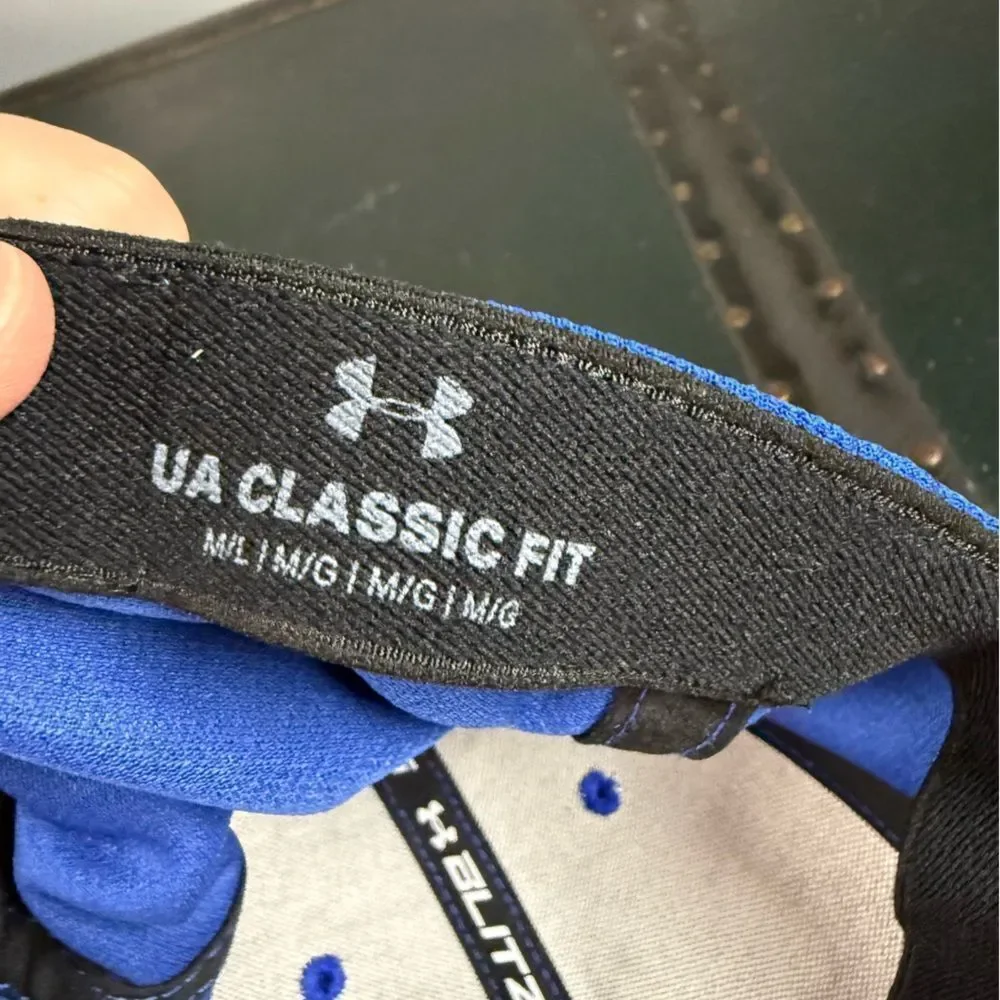 Under Armour M/L Royal Blue Black Logo Hat Fitted Baseball Cap Sport